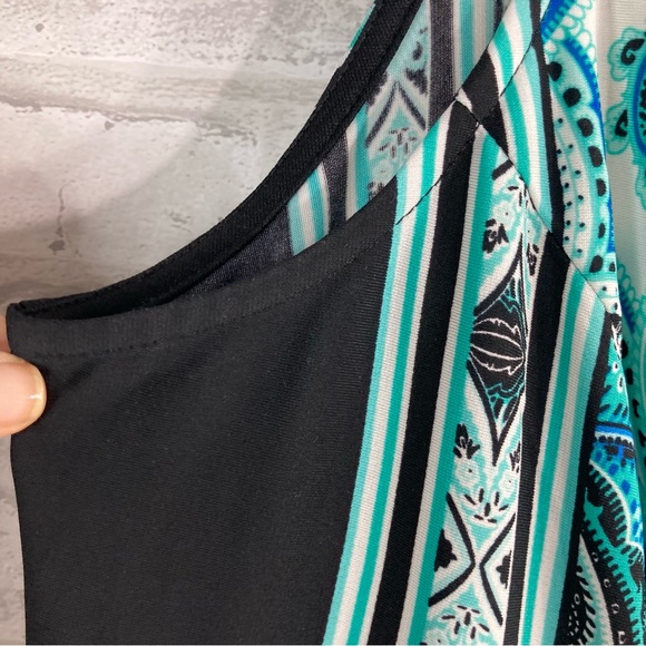 Dress Barn Green & Black Sleeveless Midi Dress Size Petite 14 - Picture 7 of 10